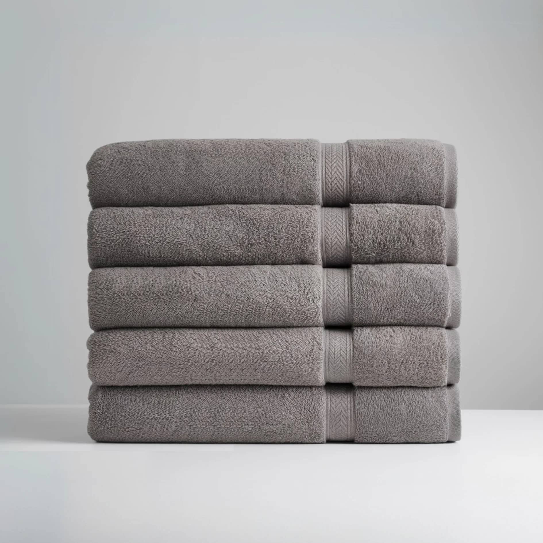 Ultrasoft Egyptian Cotton Bath Towels 5pcs (55x28in) - Soft Grey