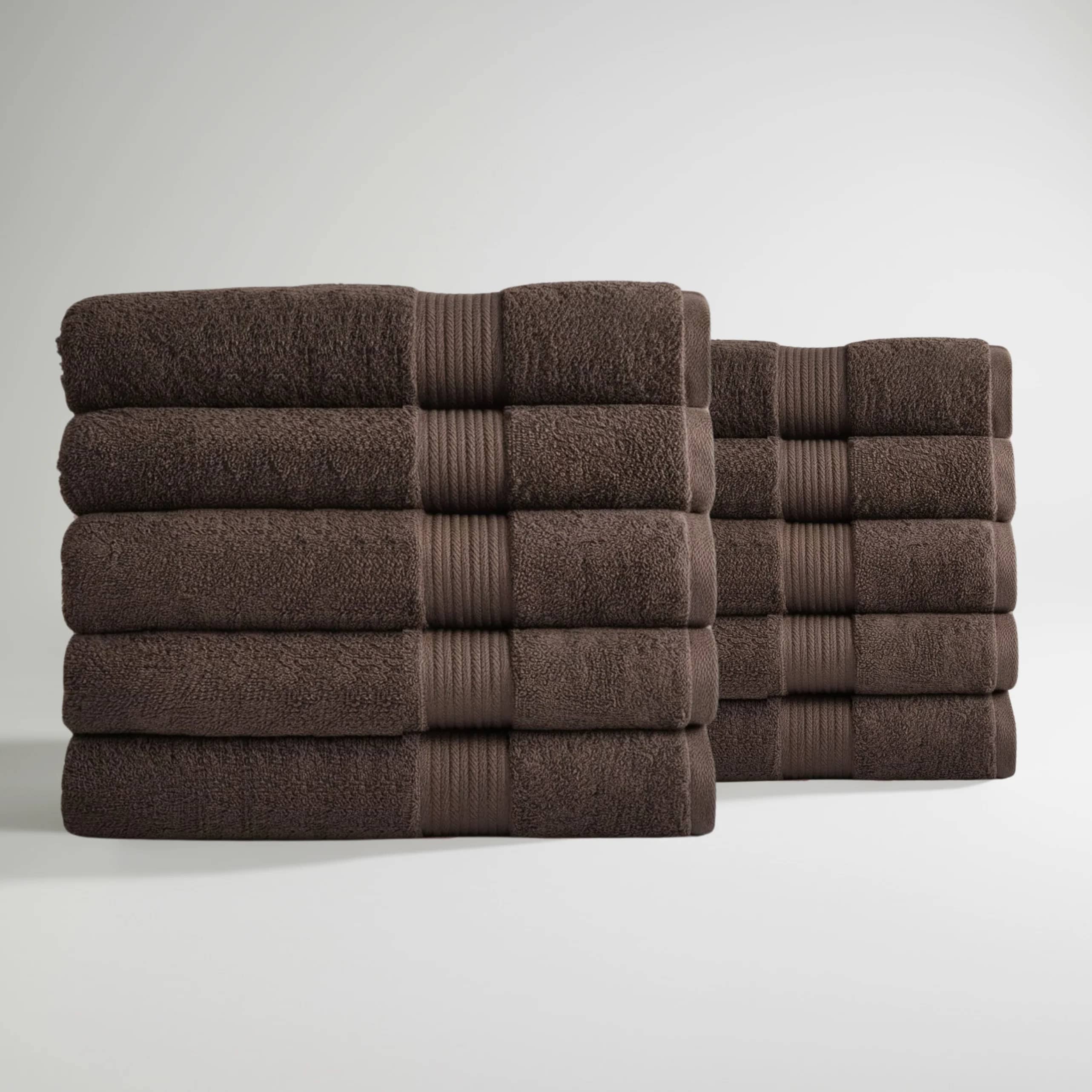 Ultrasoft Egyptian Cotton Bath Towels 10pcs (55x28in) - Dark Brown