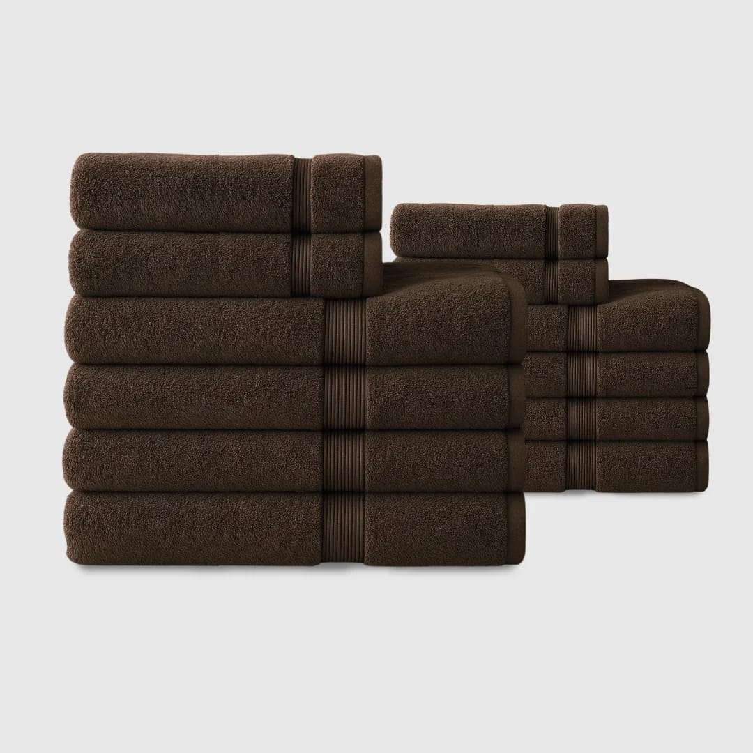 Heavyweight cotton spa bundle | 12pcs - Dark Brown