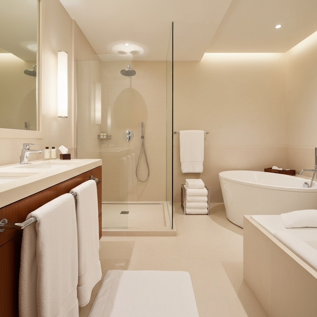 Onuia luxury bathroom with premium Egyptian cotton towels